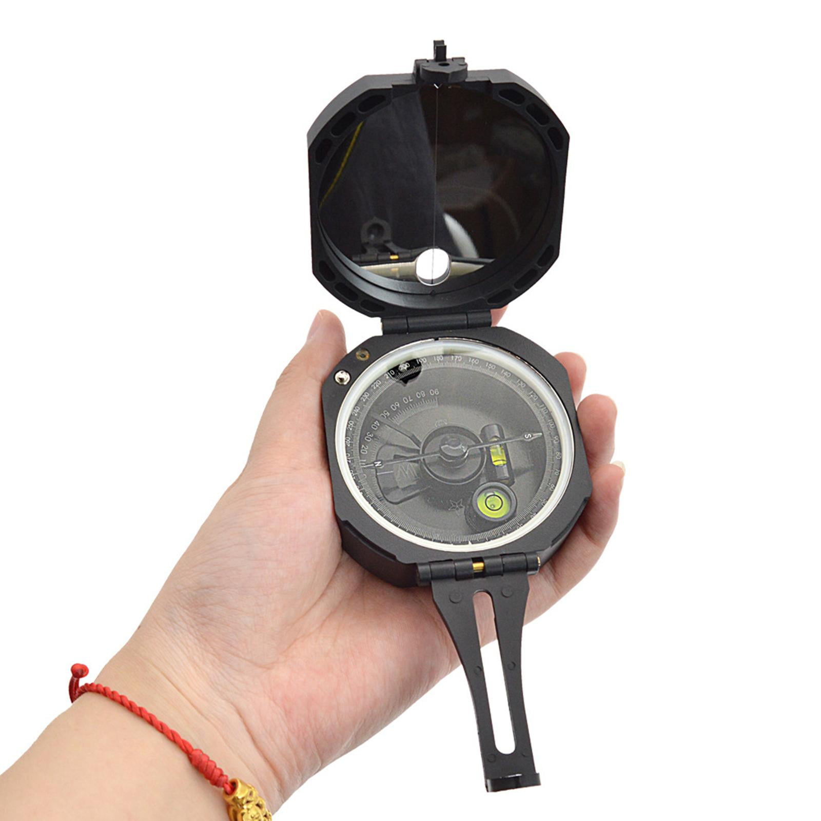 Wswqop Camping Compass Mirror with Pouch Lightweight Fluorescent for Hiking Backpacking