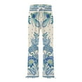 thumbnail image 4 of Women's Casual Pants Women'S Boho Wide Leg Palazzo Pants Womens Cotton Casual Loose Pants Comfy Work Pants With Long Casual Wide Leg,Blue Women's Casual Pants M, 4 of 5