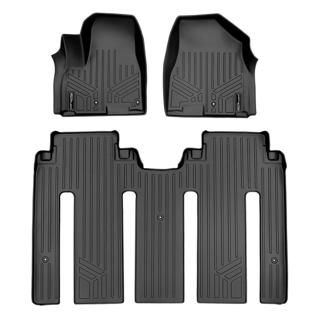 MAXLINER All Weather Custom Fit 2 Row Black Floor Mat Liner Set Compatible with 2015-2021 Kia Sedona (Only Fits 7 Passenger with 2nd Row First Class Lounge Seats)