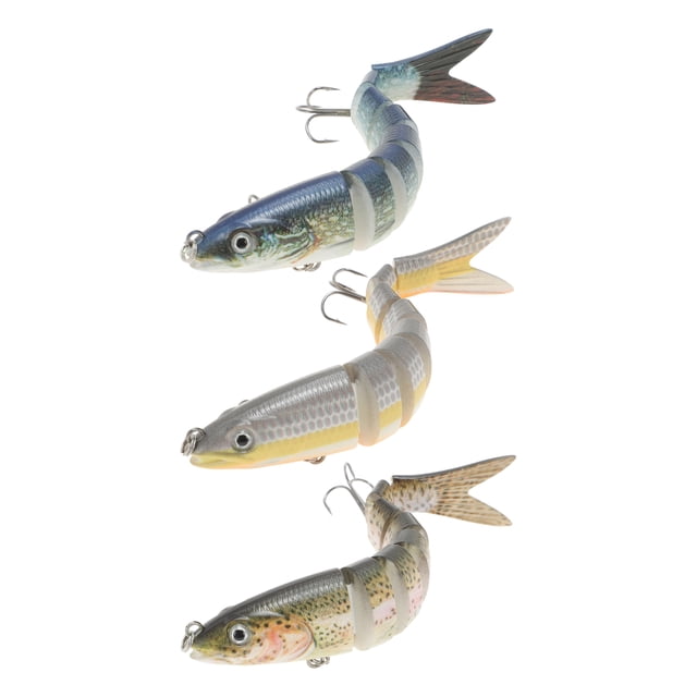Señuelos de Pesca de Gato Realistas de Agua Dulce Unique Bargains, Señuelos de Pesca Segmentados Realistas con Ojos 3D para Mayor Atracción, Marrón, 3 Pcs