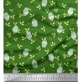 thumbnail image 1 of Soimoi Moss Georgette Fabric Leaves & Owl Bird Print Fabric by the Yard 42 Inch Wide, 1 of 1