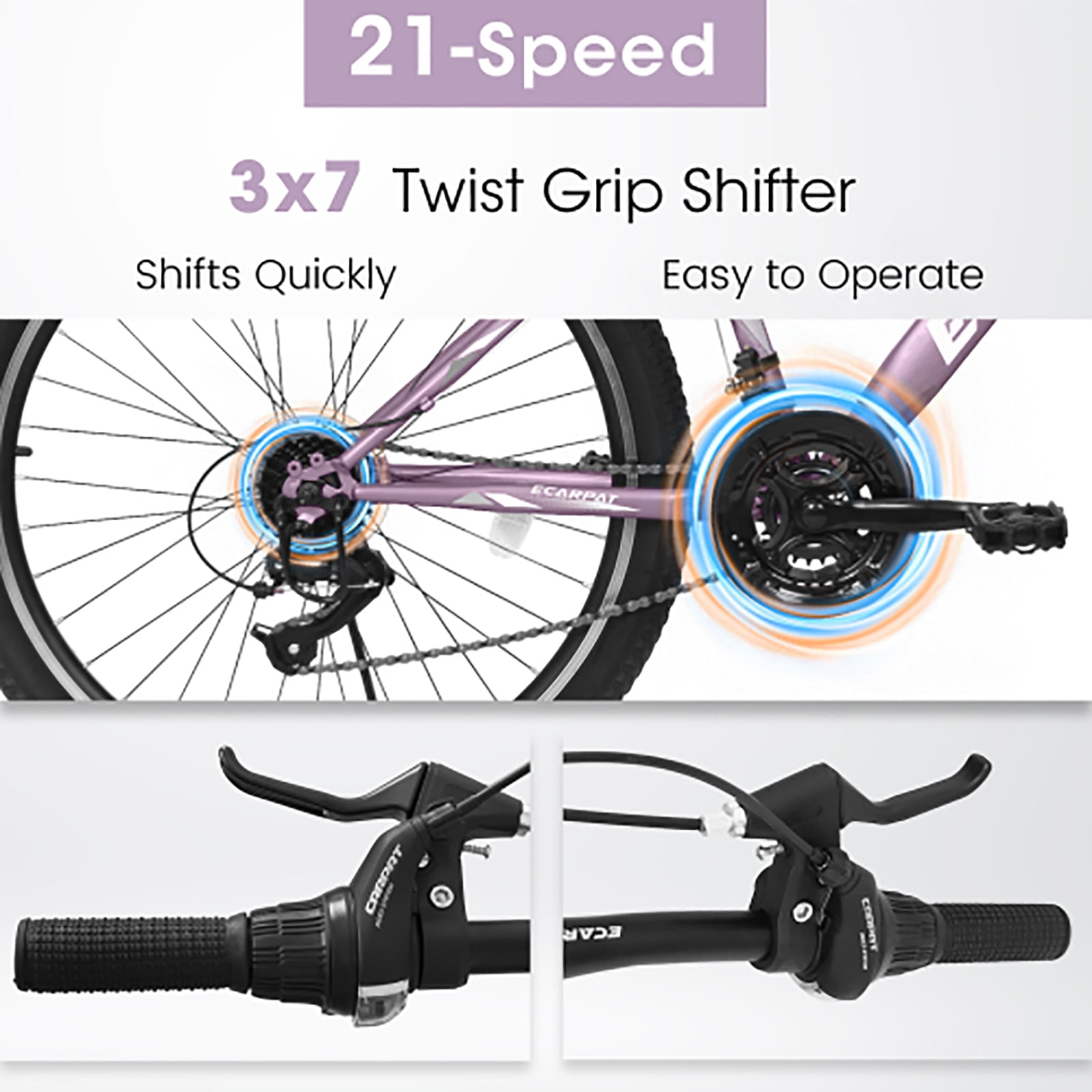 24 Inch Mountain Bike for Teenagers, High Carbon Steel Frame, Dual Full Suspension Mountain Bike, Mountain Tire, 21 Speed Mens Womens Outdoor Cycling, Birthday Gifts