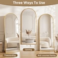 thumbnail image 4 of Antok Arched Full Length Mirror 76"x34", Standing Floor Mirror with Gold Frame, Durable Anti-Shatter Glass, Freestanding/Wall Mountable for Bedroom, Living Room, Dressing Room, 4 of 8
