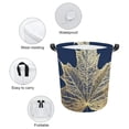 thumbnail image 4 of FANNA Gold Leaf Blue Background Dirty Clothes Basket Oxford Cloth Round Laundry Storage Toy Organizer for Clothes Organization One size, 4 of 6