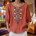 thumbnail image 6 of T Shirts For Women Fashion Fashionable Casual Solid Color Pleated Cotton And Linen Tops Shirts And T Shirts T Shirt, 6 of 7