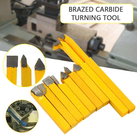 9pcs Metal Carbide Welding CNC Lathe Tools Carbide Brazed Tipped Cutter Tool Bit Cutting Kit
