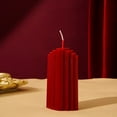 thumbnail image 6 of Luoshdecor Ribbed Pillar Candles,Red Wax Rustic Ribbed Candles 4.3 in,Heights Romantic Decoration for Xmas Home Birthday Gift, 6 of 6
