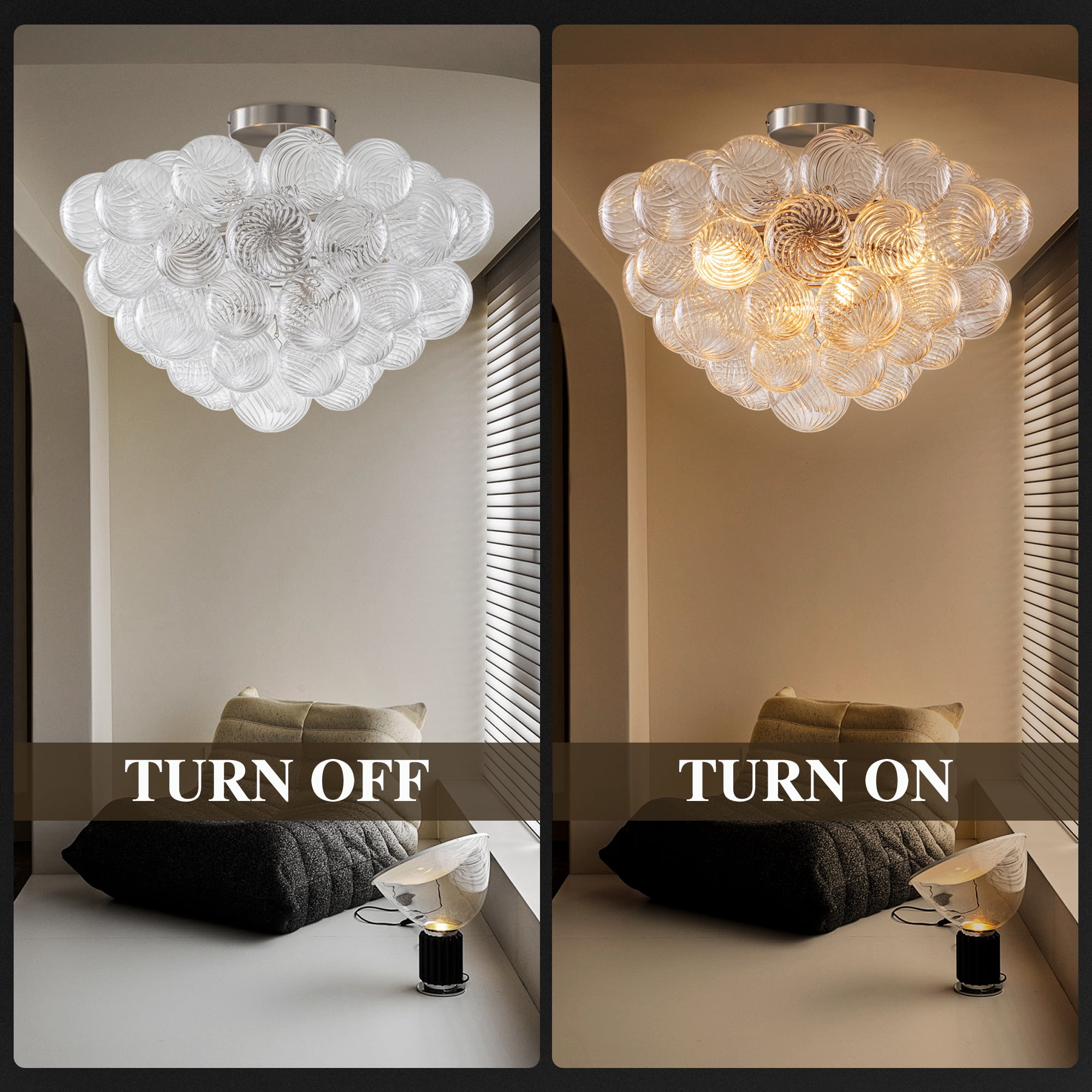 Longree Cluster Bubble Ball Glass Chandelier, silver Finish and