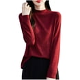 thumbnail image 1 of WRKEKC Chemises à Manches Longues pour Femmes Couleur Unie Couche de Base en Tricot Ample Col Rond Tunique Décontractée Tissu Doux pour Automne Hiver Confort Quotidien, 1 of 5