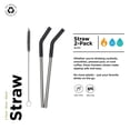 thumbnail image 2 of Klean Kanteen Recycled Stainless Steel Straw Set - Reusable Straw Set - Food Grade Silicone - Stainless Steel Straw - With Straw Cleaner Brush - Black, 2 Pack, 2 of 7