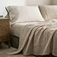 thumbnail image 3 of Simple&Opulence 100% Linen Sheet Set with Embroidery Washed - 3 Pieces (1 Flat Sheet & 1 Fitted Sheet & 1 Pillowcase) Natural Flax Soft Bedding Breathable Farmhouse - Linen, Twin Size, 3 of 4