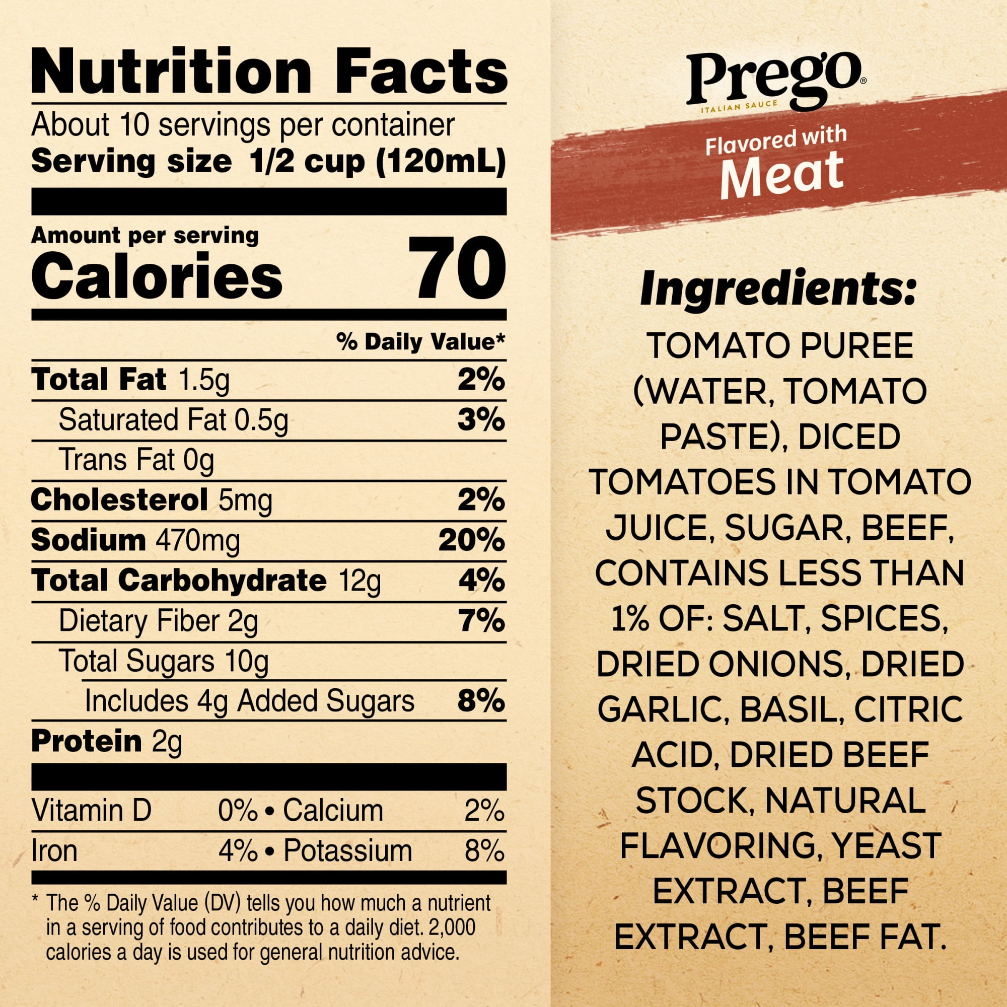 (6 pack) Prego Italian Pasta Sauce Flavored with Meat, 45 oz Jar