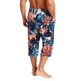 thumbnail image 6 of Men's Casual Hawaiian Print Drawstring Cropped Shorts - Tropical Summer Shorts for Beach Parties, Vacation, and Casual OutingsRoyal Blue3XL, 6 of 9