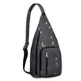 thumbnail image 1 of Spiritual Goth Sling Backpack - Moon Phase & Sun Print Crossbody Bag, Fashionable Aesthetic Design, 1 of 4