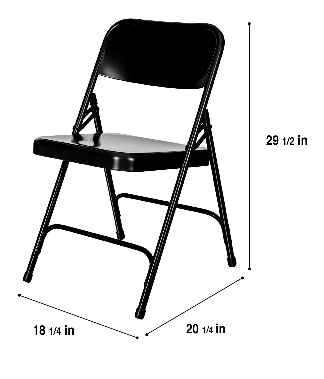 Hampden Furnishings Bernadine Collection Steel Double Hinge Folding Chair, Black, 4 Pack