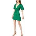 thumbnail image 1 of Vestido cruzado de manga corta para mujer Socialite, verde, extra pequeño, 1 of 1