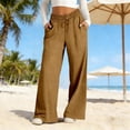 thumbnail image 2 of jiaxiM Linen Pants for Women Elastic Waist Linen Palazzo Pants Drawstring Fashion Work Trousers for Women Cotton Lounge Pants Women Business Casual Outfits, 2 of 7