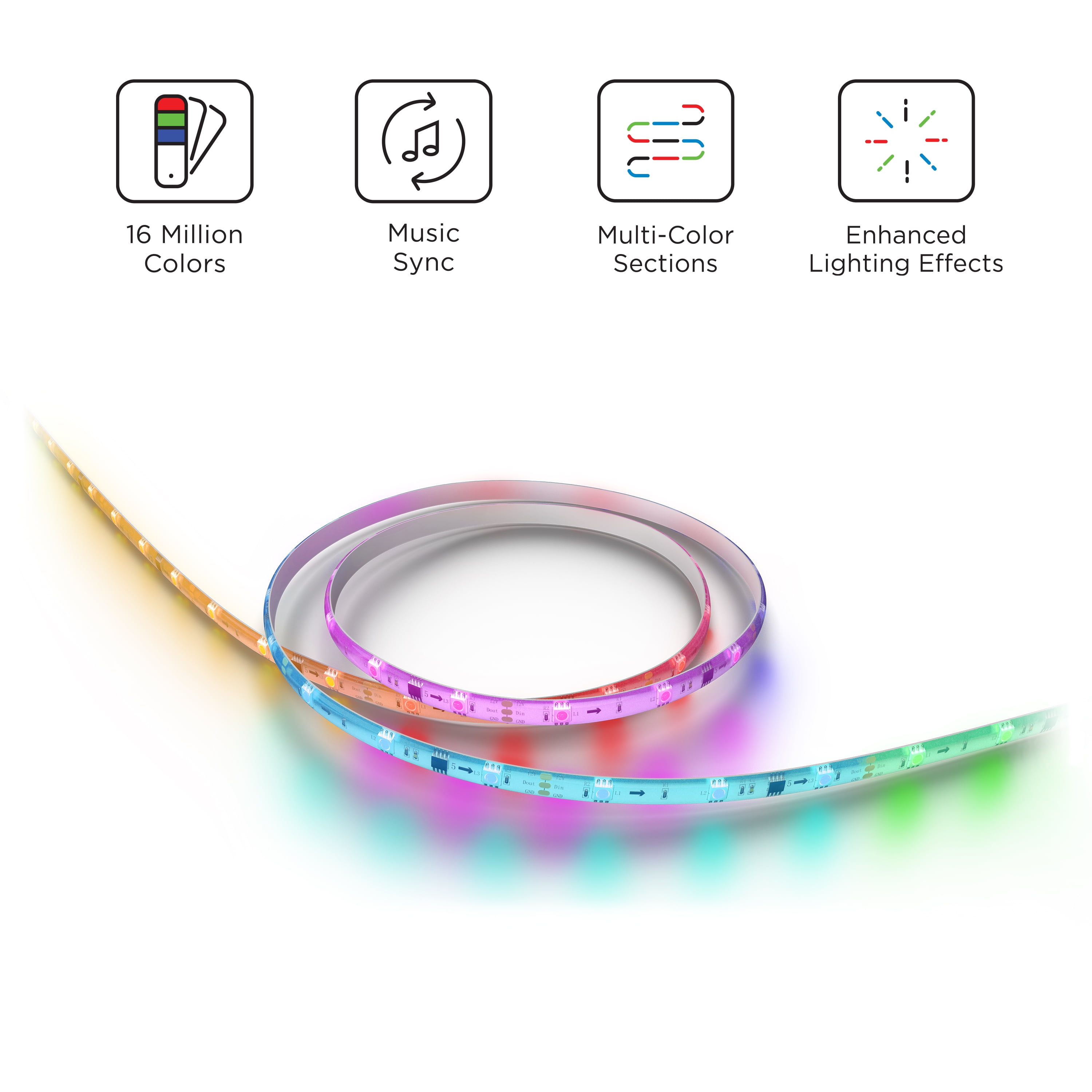 Roku Smart Home Smart Light Strip+ SE Wi-Fi-Enabled Indoor LED 32.8 ft (36 Watt) with Multi-Colored Section Control