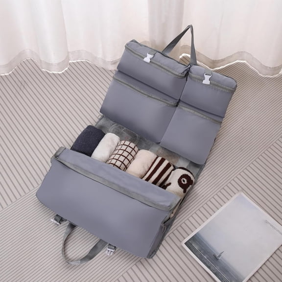 Multi-Compartment Travel Organizer Bag, Foldable Hanging Clothing Storage for Luggage