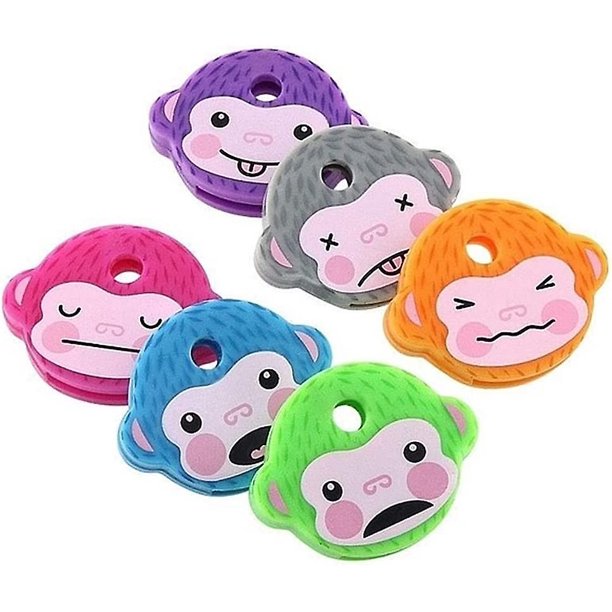 Tapas de goma para llaves Tapas flexibles para llaves Tapas Novedad Cute Monkey Key Covers Se adapta a la mayoría de las llaves estándar Hechas para identificar fácilmente las llaves de las puertas (6 piezas, color ZefeiWu 8390614354036