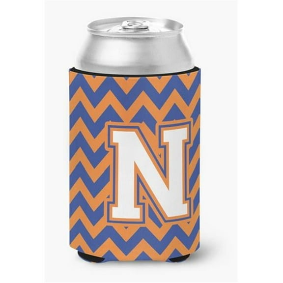 Letter N Chevron Blue & Orange No.3 Can or Bottle Hugger