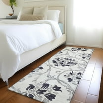 Addison Rugs Chantille Indoor/Outdoor Traditional Floral Black Washable Runner Rug, 2'3" x 7'6"