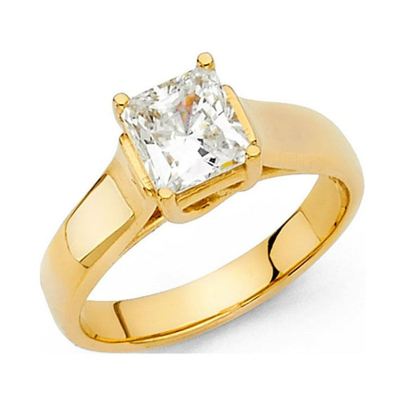14k Yellow Gold Princess CZ Solitaire Engagement Ring Anniversary Square CZ Single Stone Band Size 8.5