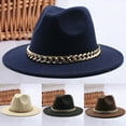 thumbnail image 3 of Cheers.US Classic Hat Big Chain Wide Brim Autumn Winter Sun Protection All Match Felt Cap Jazz Hat for Daily Wear, 3 of 7