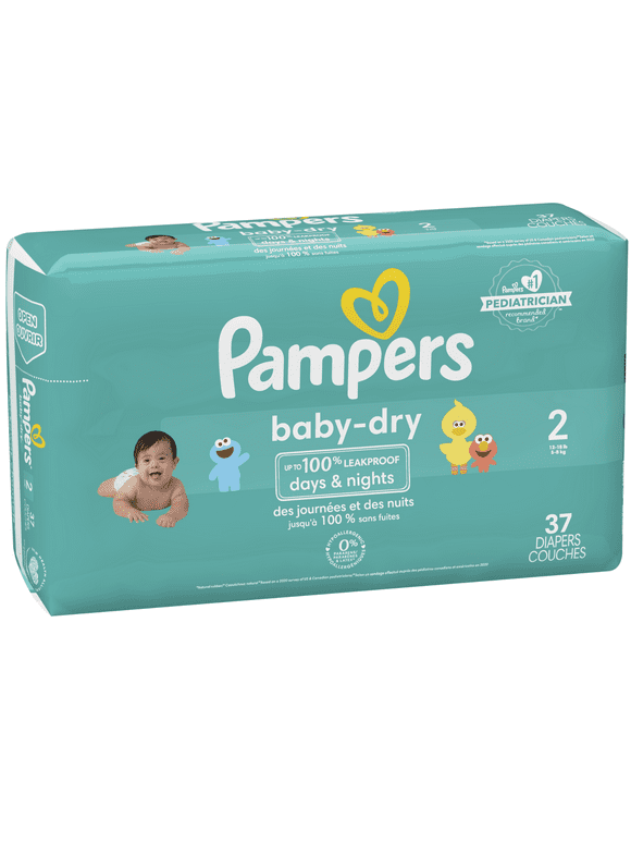 Pampers Baby-Dry Leak Proof Protection Diapers Hypoallergenic Free Of Parabens, Size 2, 37 Count (1 Pack)