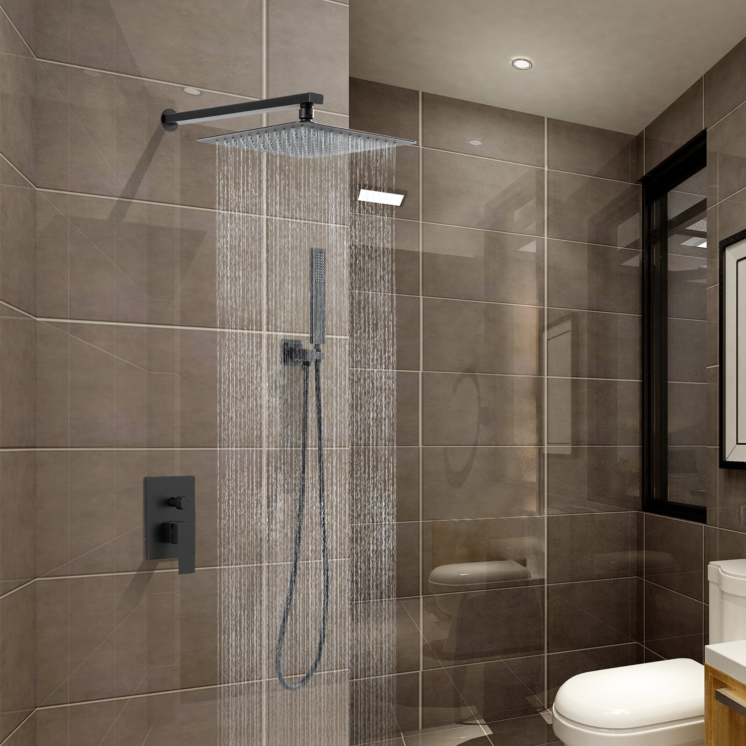 Matte Black Shower Head Multifunction Universal Bathroom Handle Replacement 