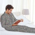 thumbnail image 5 of Bingfone Men's Pajama Set 2 Piece Loungewear PJs, Long Sleeve with Pajama Pants-Black And White Houndstooth, 5 of 7