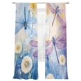 thumbnail image 6 of Purple Summer Dragonfly Sheer Curtains for Living Room Bedroom Spring Floral Watercolor Sheer Curtains 108 Inch Long 2 Panels Set Light Filtering Curtain Window Treatments Drapes for Dining Room, 6 of 6