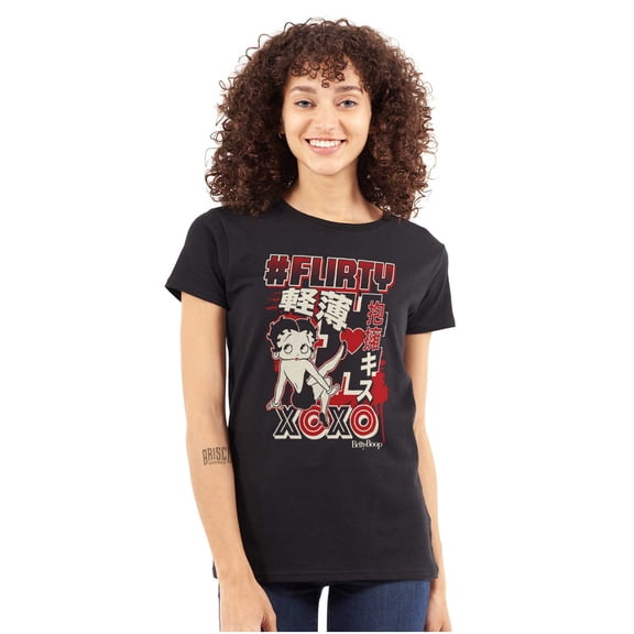 Kanji Betty Boop Hashtag Flirty XOXO Women's T Shirt Ladies Tee Brisco Brands S
