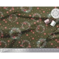 thumbnail image 3 of Soimoi Green Modal Satin Fabric Wreath & Dots Fabric Prints By Yard 42 Inch Wide, 3 of 3