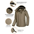 thumbnail image 6 of CAMEL Mens Ski Jacket Fleece Trekking Winter Coat Snow Jacket Hooded Windbreaker Hiking Snowboarding Jackets Khaki XL, 6 of 11