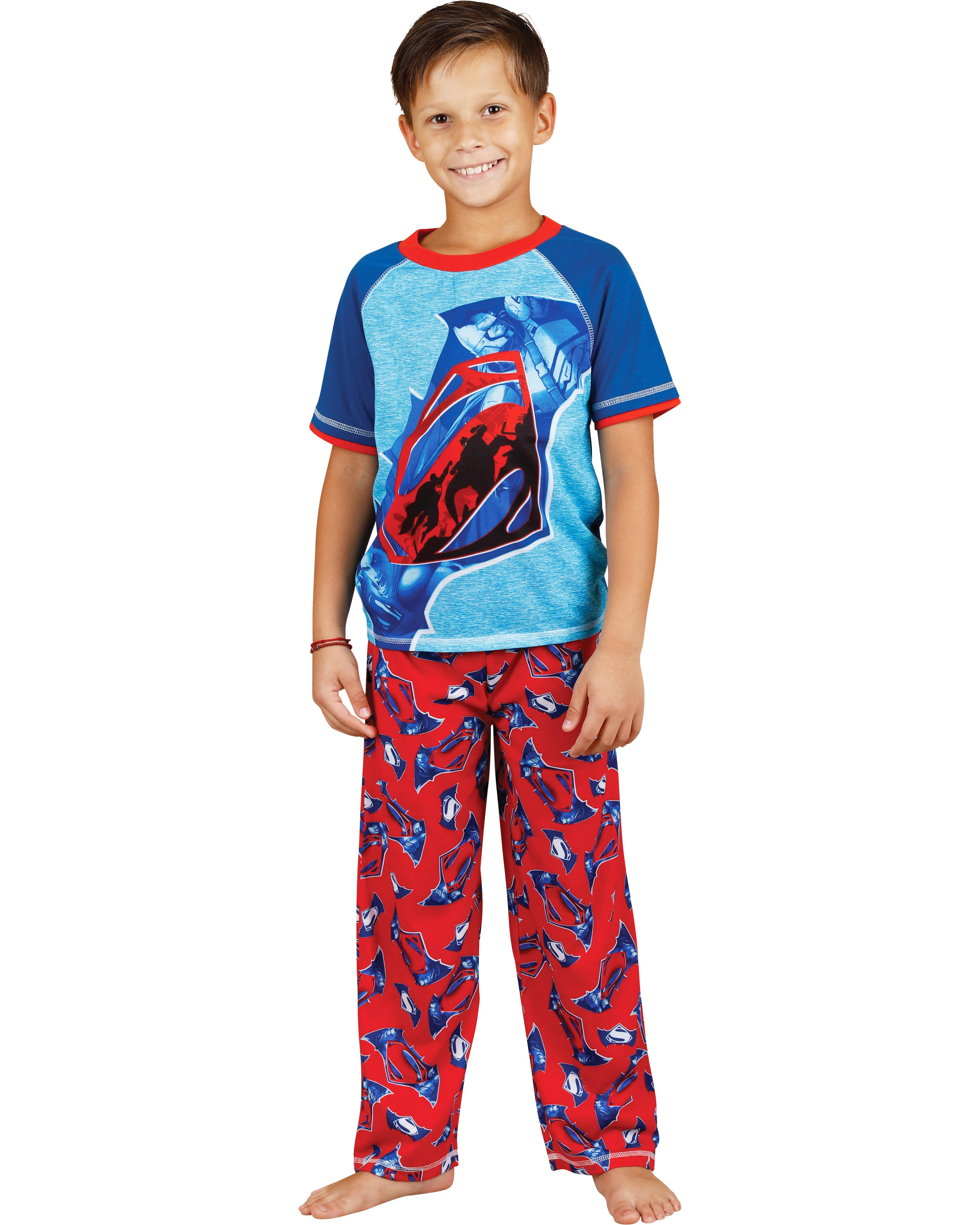 DC Boys Pajama Superman Top and Pants Holiday Sleepwear, Black, Size: 4 ...