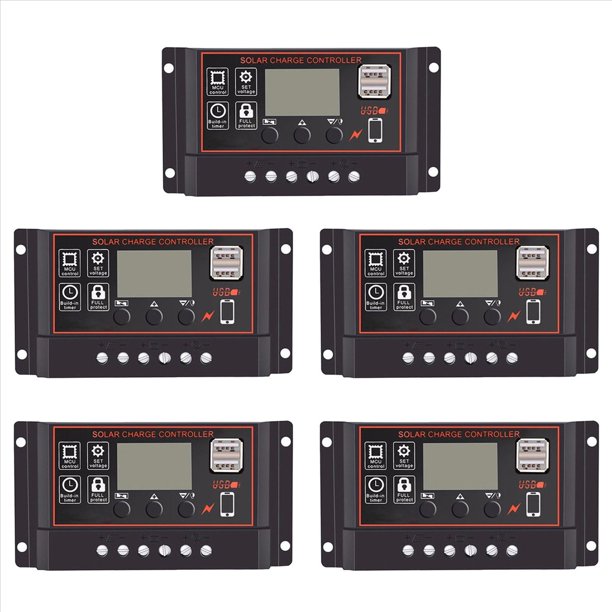 5X Controlador de Carga Solar 100A Controlador de Panel Solar 12V 24V Pantalla LCD Regulador de Batería de Panel Solar con Puerto USB