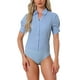 thumbnail image 2 of INSPIRAR CHIC Camiseta de Manga Corta con Botones para Mujeres, Mono de Trabajo, Talla XL, Azul, 2 of 6