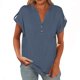 thumbnail image 1 of Blusas para las Mujeres Casual Verano Botón Sólido Camisa V-Cuello Blusa Suelta, Camiseta de Lino de Algodón para Acampar Al Aire Libre Y Uso Diario, Estilo Vintage, 1 of 9