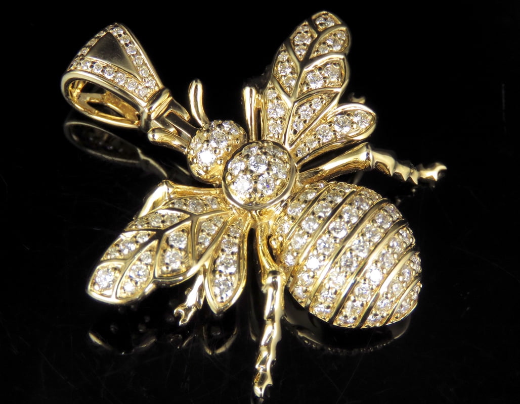 Jewelry Unlimited - 14K Yellow Gold Real Diamond GG Bee Logo Custom