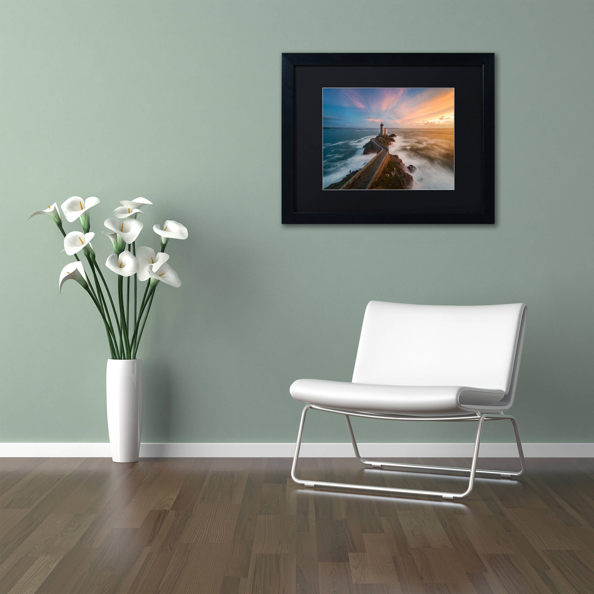 Trademark Fine Art "Last Rays in Brittany" Canvas Art by Mathieu Rivrin, Black Matte, Black Frame