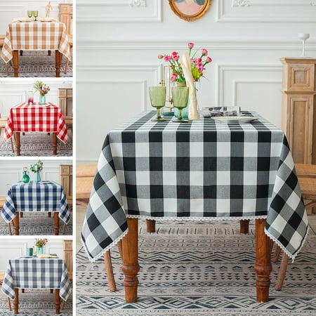 

Yipa Table Cloth Wedding Party Rectangular Country Style Plaid Print Dining Table Cover Tablecloth Kitchen Home Decor