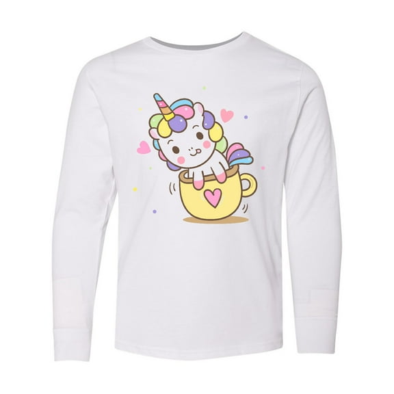 Inktastic Teacup Unicorn Long Sleeve Youth T-Shirt