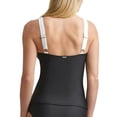 thumbnail image 2 of DKNY Women's Black Color Block Stretch Removable Soft Cups Deep V Neck Adjustable Tankini Swimsuit Top S, 2 of 2