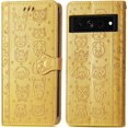 thumbnail image 4 of PU Leather Flip Wallet Case for Google Pixel 7 Pro (Not Pixel 7), Cat Dog Cartoon Cute Style with ID Card Holder Phone Cover Case for Google Pixel 7 Pro MG Yellow, 4 of 14