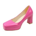 thumbnail image 4 of Lovskoo 2024 Women's Heels Flatform Chunky Block Heels Square Closed Toe Low Heels Dress Shoes Comfortable Wedding Party Office Pumps Shoe Hot Pink, 4 of 8