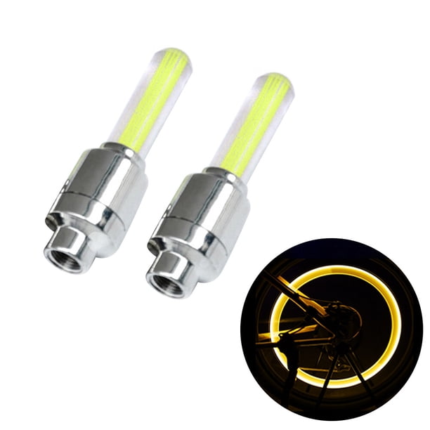 ColoMX 2pcs luces de rueda luz de tapa de válvula de neumático para coche bicicleta bicicleta motocicleta (amarillo)