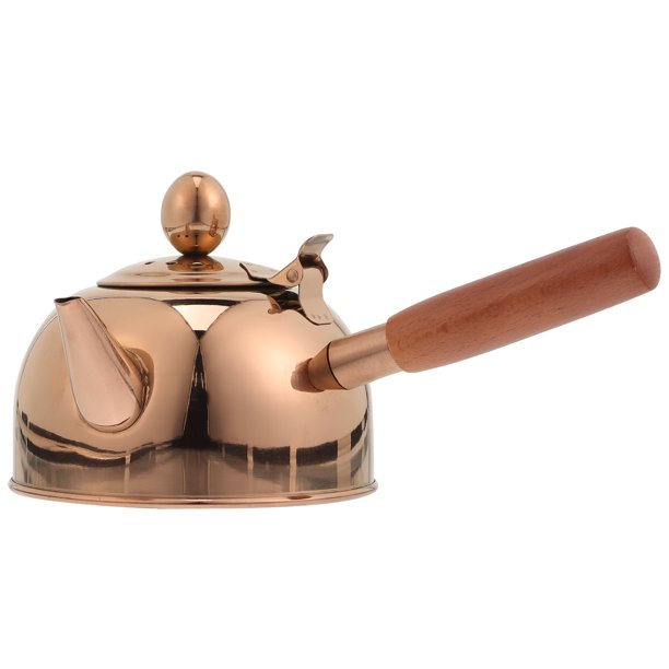 GOOHOCHY Tetera de acero inoxidable con asa lateral de madera, hervidor de agua para estufa