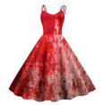 thumbnail image 1 of Rinsvye Robe Rétro d'Halloween pour Femmes, Robes d'Automne pour Femmes, Imprimé Amusant, à Bretelles, Robes Décontractées pour Femmes, Longueur Midi, Longue Robe (1), 1 of 3