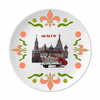 Red Classic Cars Moscow Illustration Flower Ceramics Plate Tableware Dinner Dish